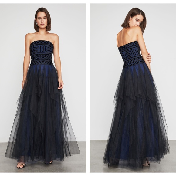 BCBGMaxAzria Strapless Embroidered Lace Gown Dress 4 - Picture 1 of 8